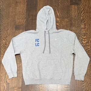 Nike Gray Men's Hoodie with Blue Details